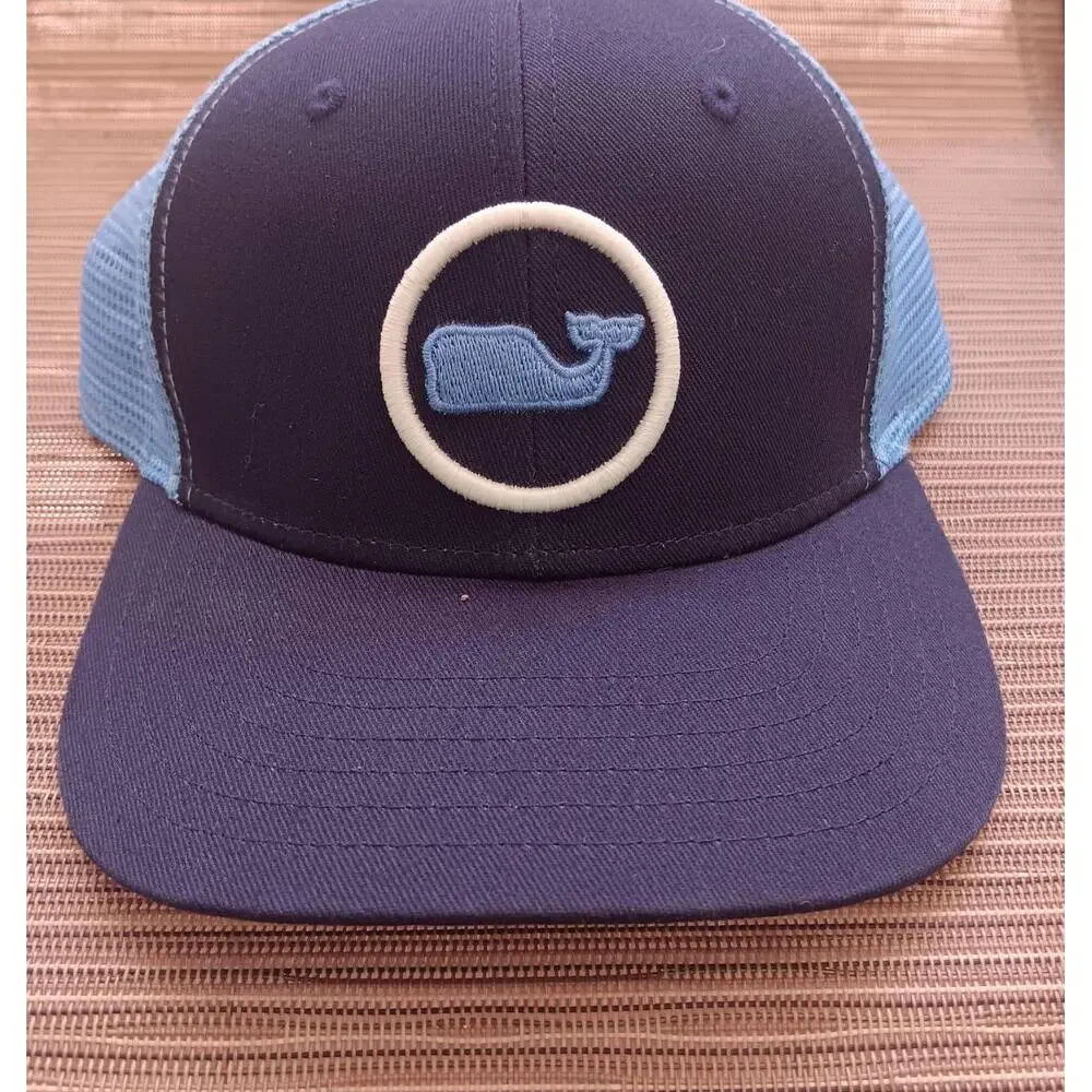 Vineyard Vines Kids Cap Navy Light Blue Whale Trucker Snapback Coastal NWOT